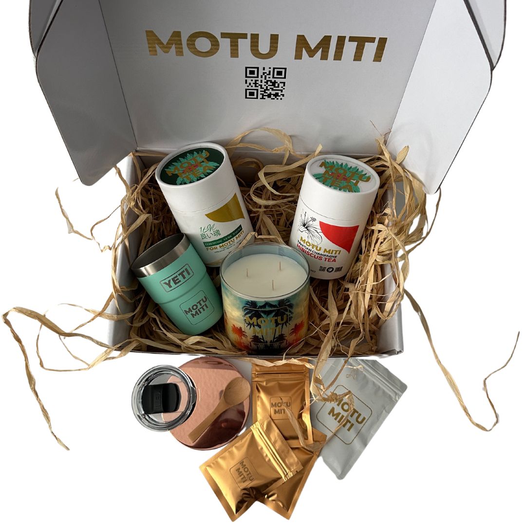 MOTU MITI X 1692 Organic Ceremonial Matcha Tea & Tahitian Champagne Hibiscus Tea, Good Hydration Box